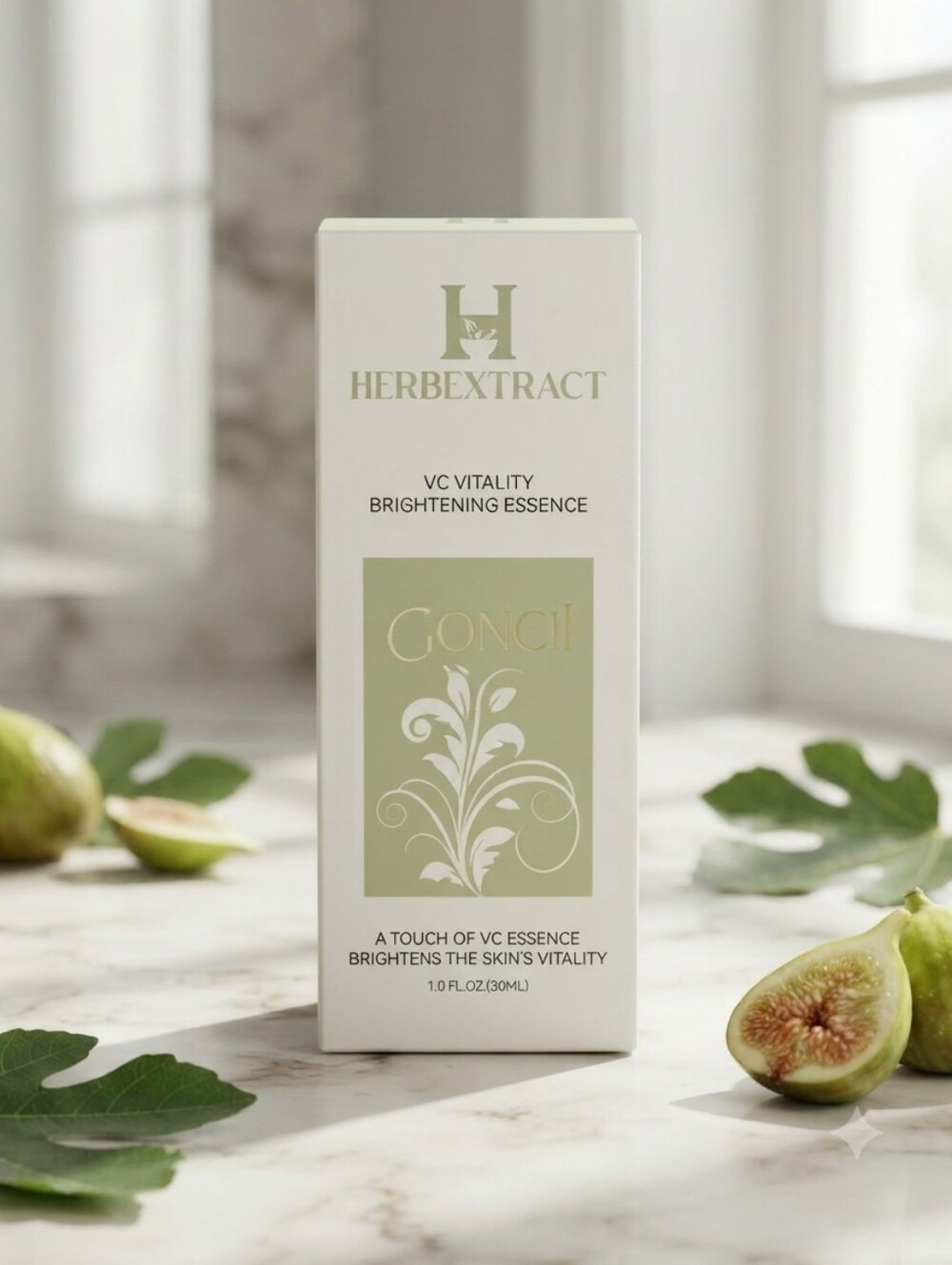 Herbextract VC Vitality Brightening Essence - Soft Sage & White Packaging
